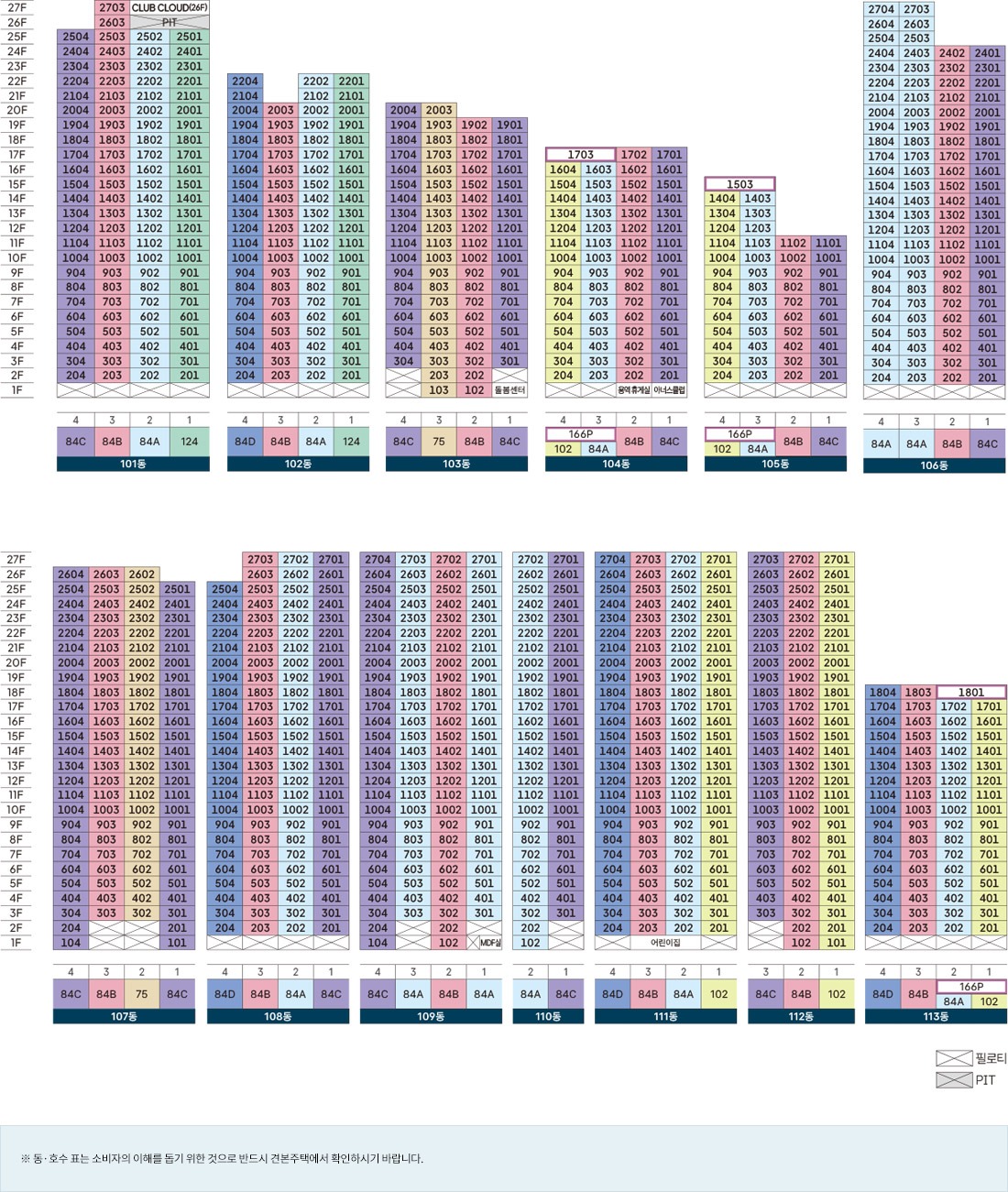 1단지(1BL) 동호배치도
